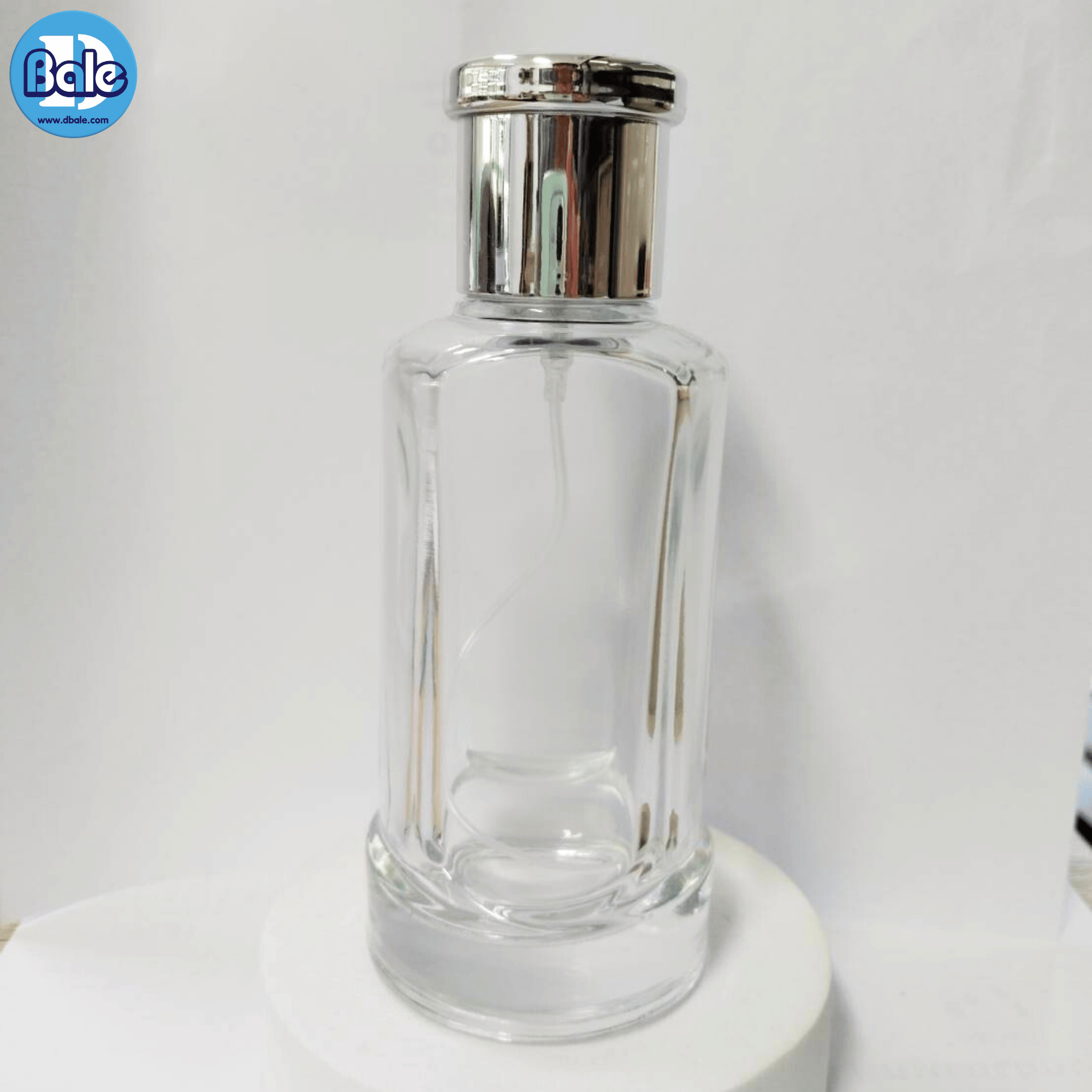 jpf204 80ml. ขวดน้ำหอมแก้ว สีใสฝาเงินเงา