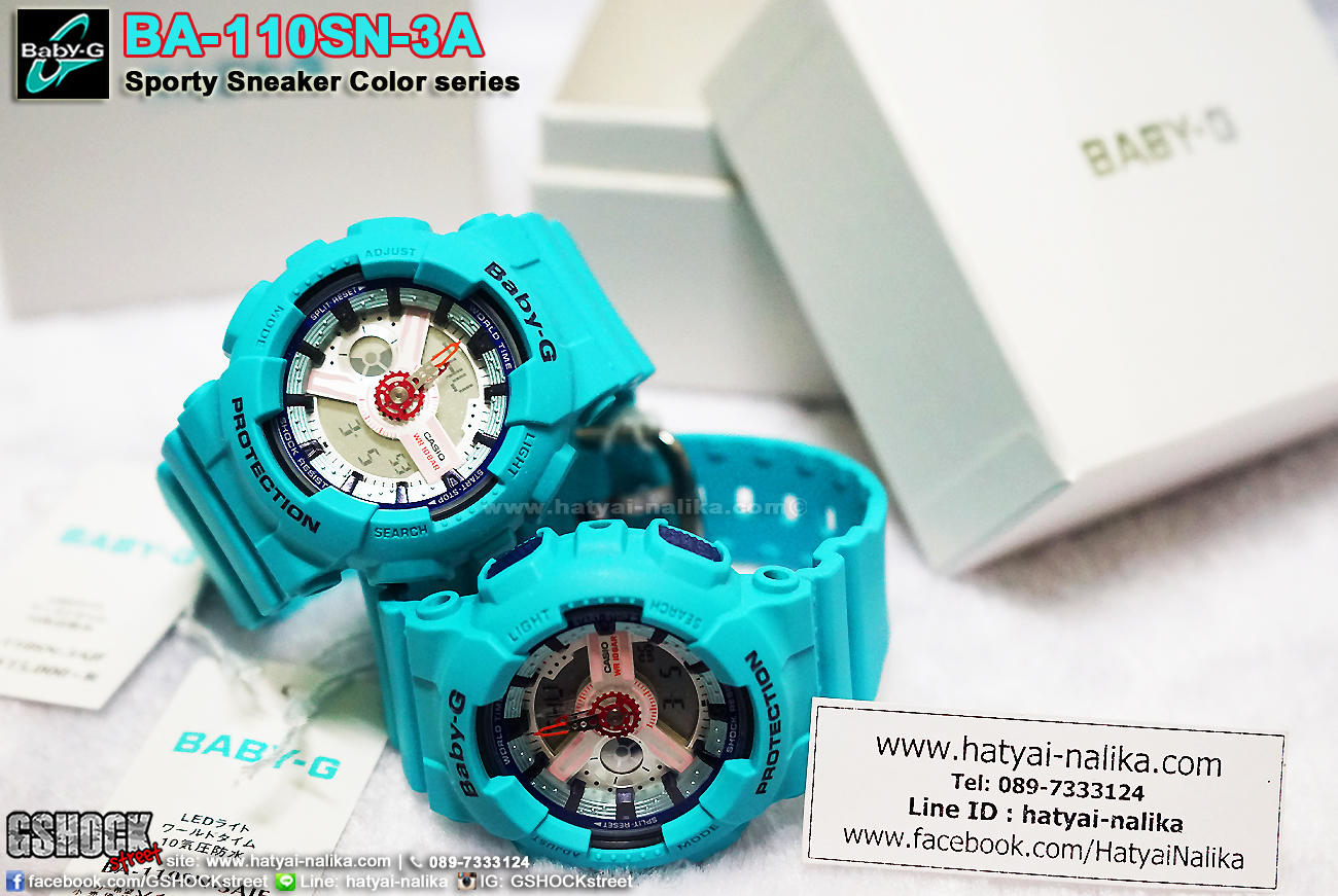 นาฬิกา คาสิโอ Casio Baby-G Girls' Generation Sporty Sneaker series รุ่น BA-110SN-3A สีเทอร์ควอยซ์