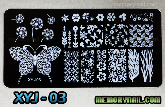 แผ่นปั๊มลายเล็บ รหัส XYJ ทรงสีเหลี่ยมผืนผ้า