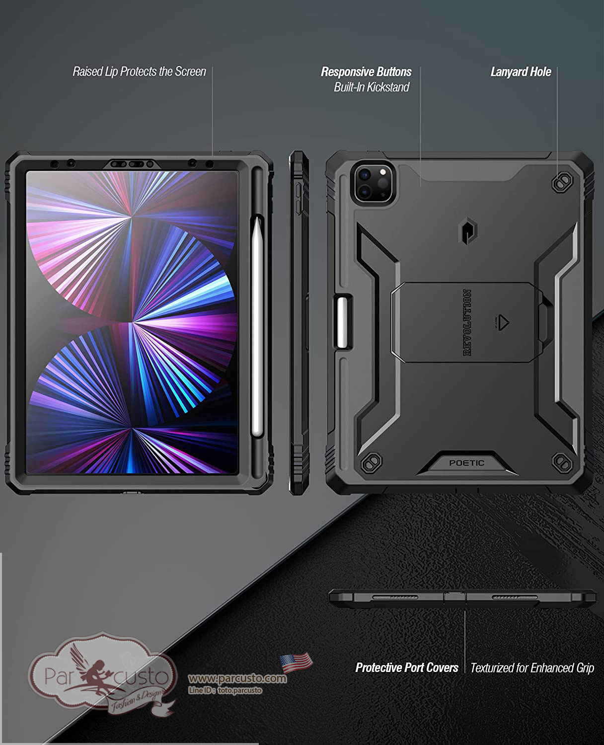 เคสกันกระแทก Apple iPad Pro 11 2021/2020/2018 [Revolution] จาก Poetic [Pre-order USA]
