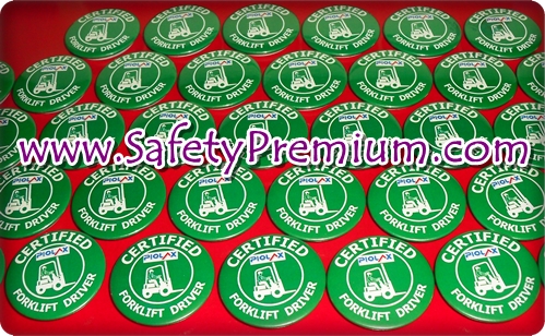 ตัวอย่างเข็มกลัด Certified Forklift Driver_Green 44 mm