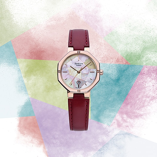 นาฬิกา คาสิโอ Casio SHEEN SAPPHIRE CRYSTAL คริสตัลแซฟไฟร์ SHE-4543 series รุ่น SHE-4543CGL-4A ของแท้ รับประกัน1ปี