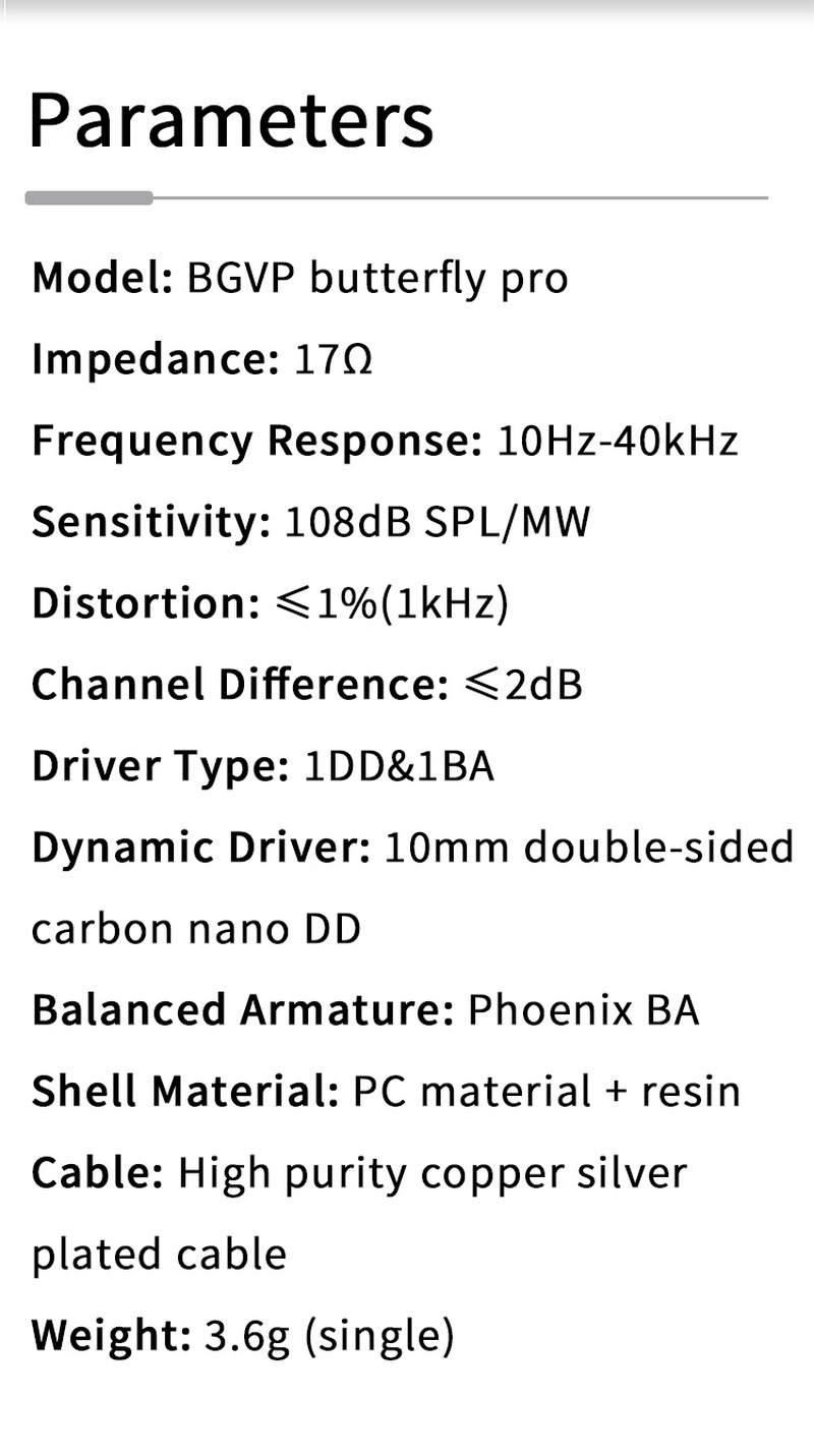 BGVP Butterfly Pro หูฟัง IEMs หูฟัง Hybrid 2 ไดรเวอร์ 1DD+1BA รองรับ Hi-Res ประกันศูนย์ไทย