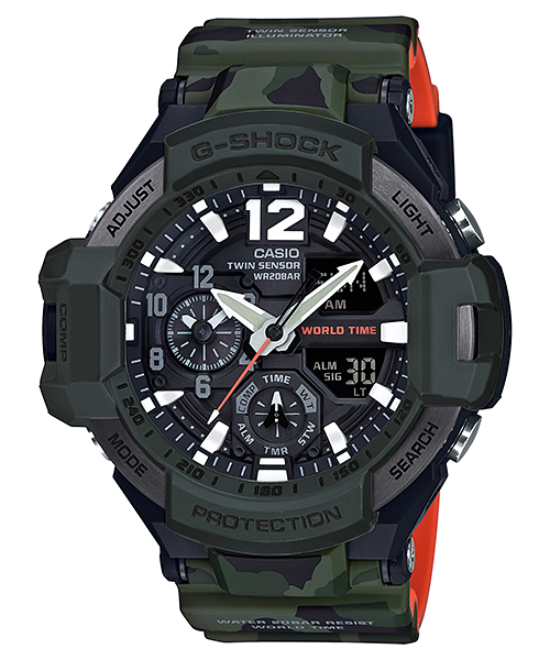 นาฬิกา Casio G-Shock นักบิน GRAVITYMASTER Master in OLIVE DRAB ทูโทน-ลายพราง series รุ่น GA-1100SC-3A (ลายพรางเขียวทหาร) ของแท้ รับประกัน1ปี