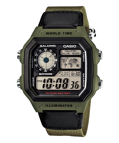 นาฬิกา คาสิโอ Casio 10 YEAR BATTERY รุ่น AE-1200WHB-3BV ของแท้ รับประกัน1ปี
