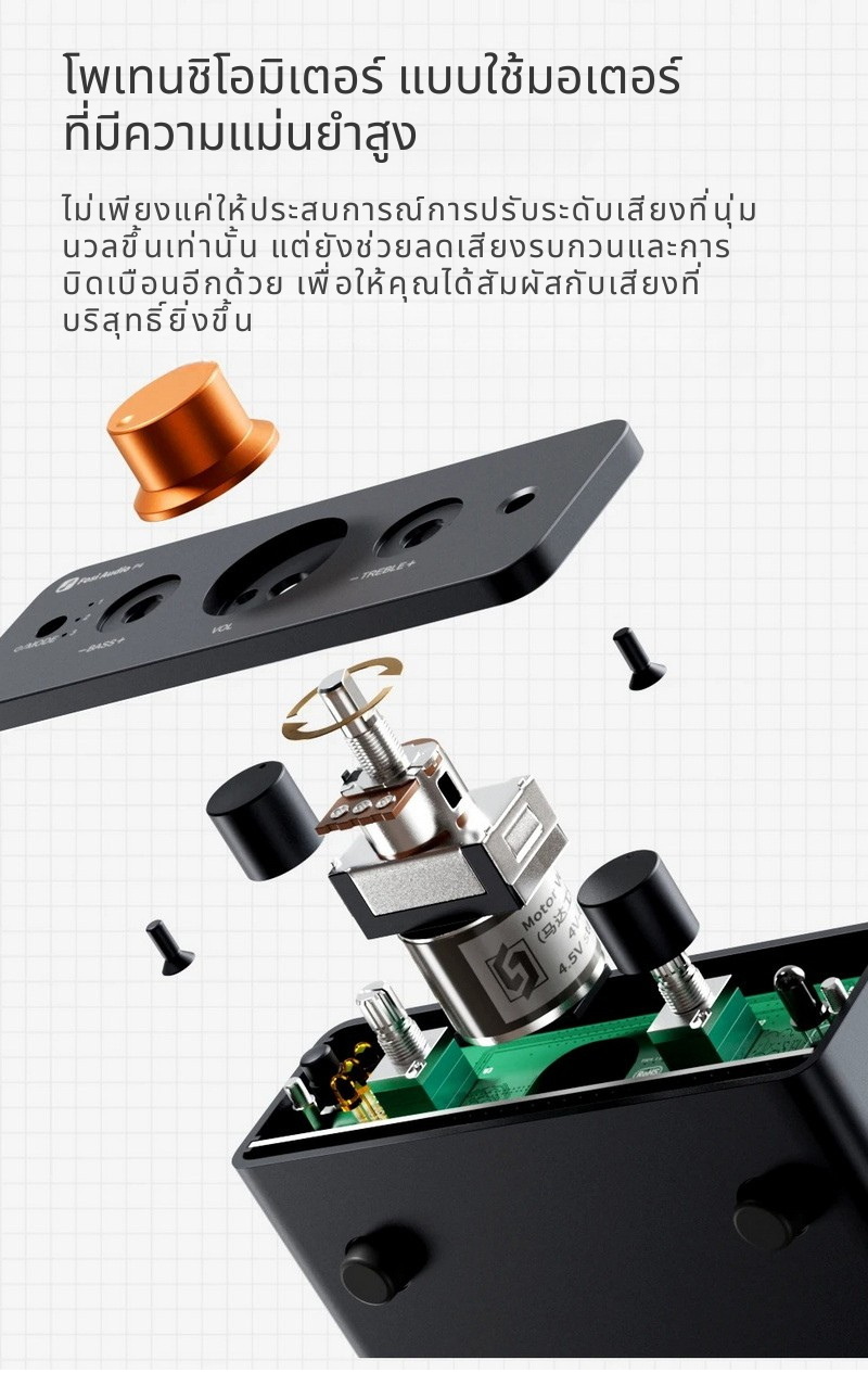 Fosi Audio P4 พรีแอมป์สำหรับระบบเสียงในบ้าน พร้อมอินพุต RCA 3 ตัว, EQ/Bypass การควบคุมโทนเสียง ประกันศูนย์ไทย
