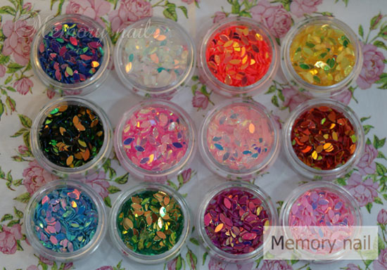 กากเพชรวงรี เหลือบรุ้ง 12สี 12กระปุก