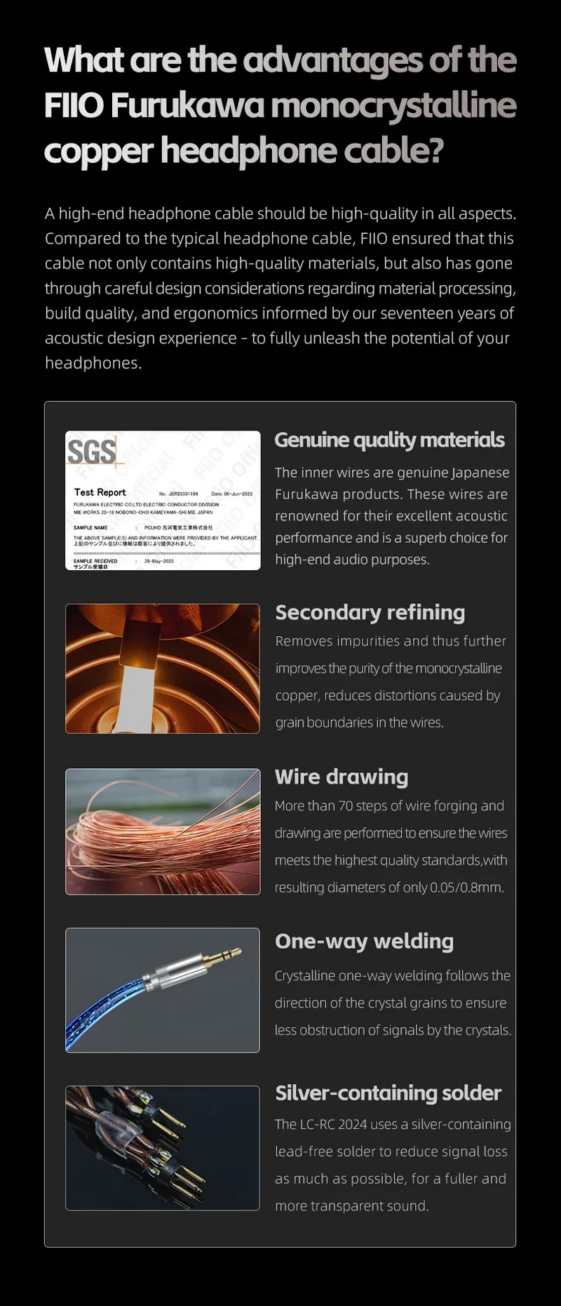 FiiO LC-RC 2024 รุ่นใหม่ปี 2024 สายอัพเกรดหูฟังทองแดงผลึกเดี่ยว Furukawa ถอดเปลี่ยนปลั๊กได้ ประกันศูนย์ไทย