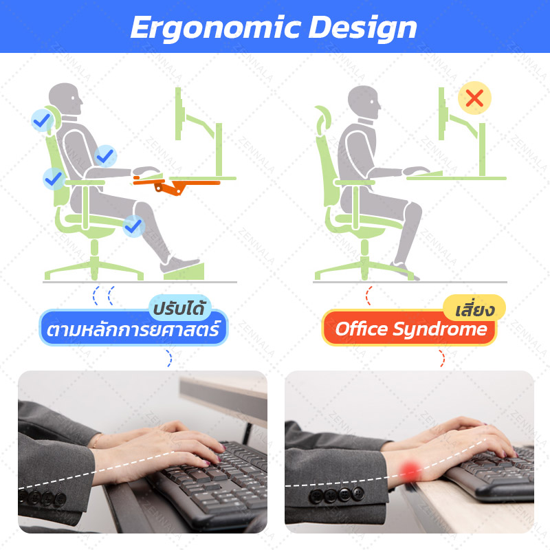 ที่วางคีย์บอร์ด ยึดโต๊ะปรับได้ทั่วทิศทาง รุ่น standard 75 cm