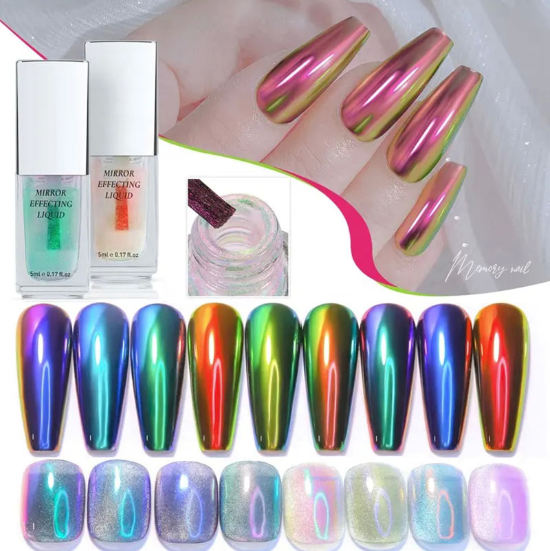 ( Mirror Effect Liquid ) Misscheering ✨ แบบน้ำ ผงกระจก ผงมิลเลอร์ ผงออโรล่า Miller nails powder พร้อมส่ง / อุปกรณ์เพ้นท์เล็บ
