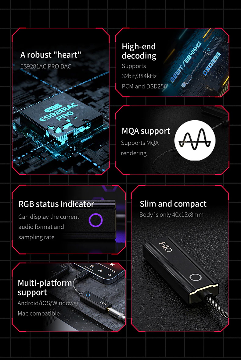 FiiO KA1 DAC&Amp หางหนูระดับเรือธง รองรับ MQA, Hi-Res