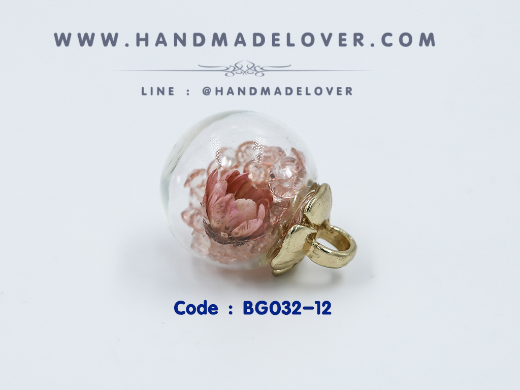 ลูกแก้วเรซิ่นจิ๋ว ใส แบบมีดอกไม้ตกแต่งด้านใน