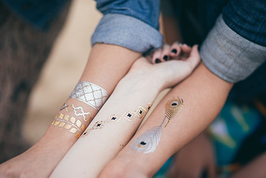 Flash Tattoo , Gold foil metallic tattoos  สติ๊กเกอร์แทททู สีเงิน สีทอง สีทองแดง สีเมทัลลิค