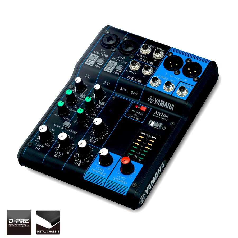 YAMAHA MG06 มิกเซอร์ 6-Channel Mixing Console
