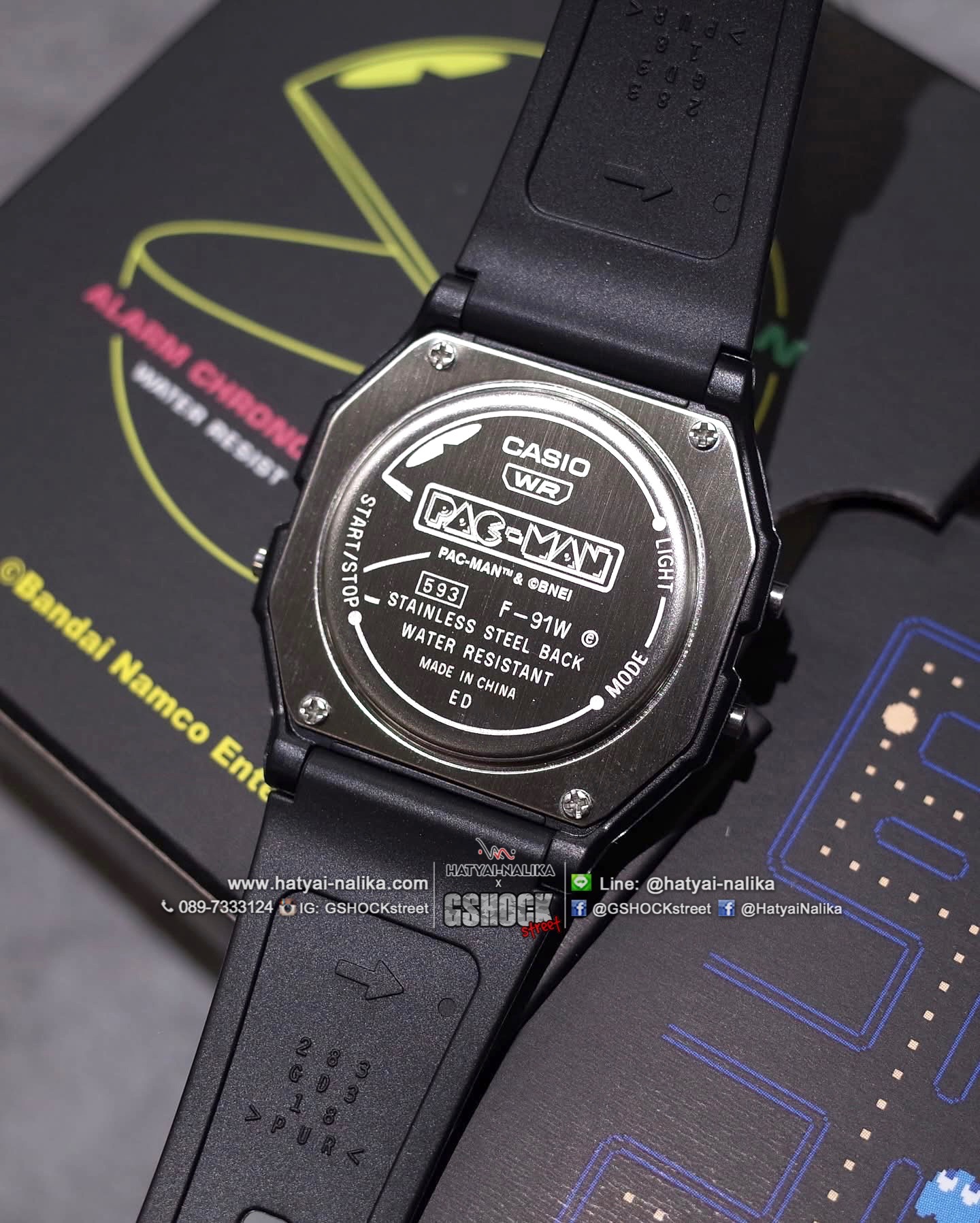 นาฬิกา คาสิโอ CASIO x PAC-MAN Limited Collaboration models รุ่น F-91WPC-1A ของแท้ รับประกัน1ปี