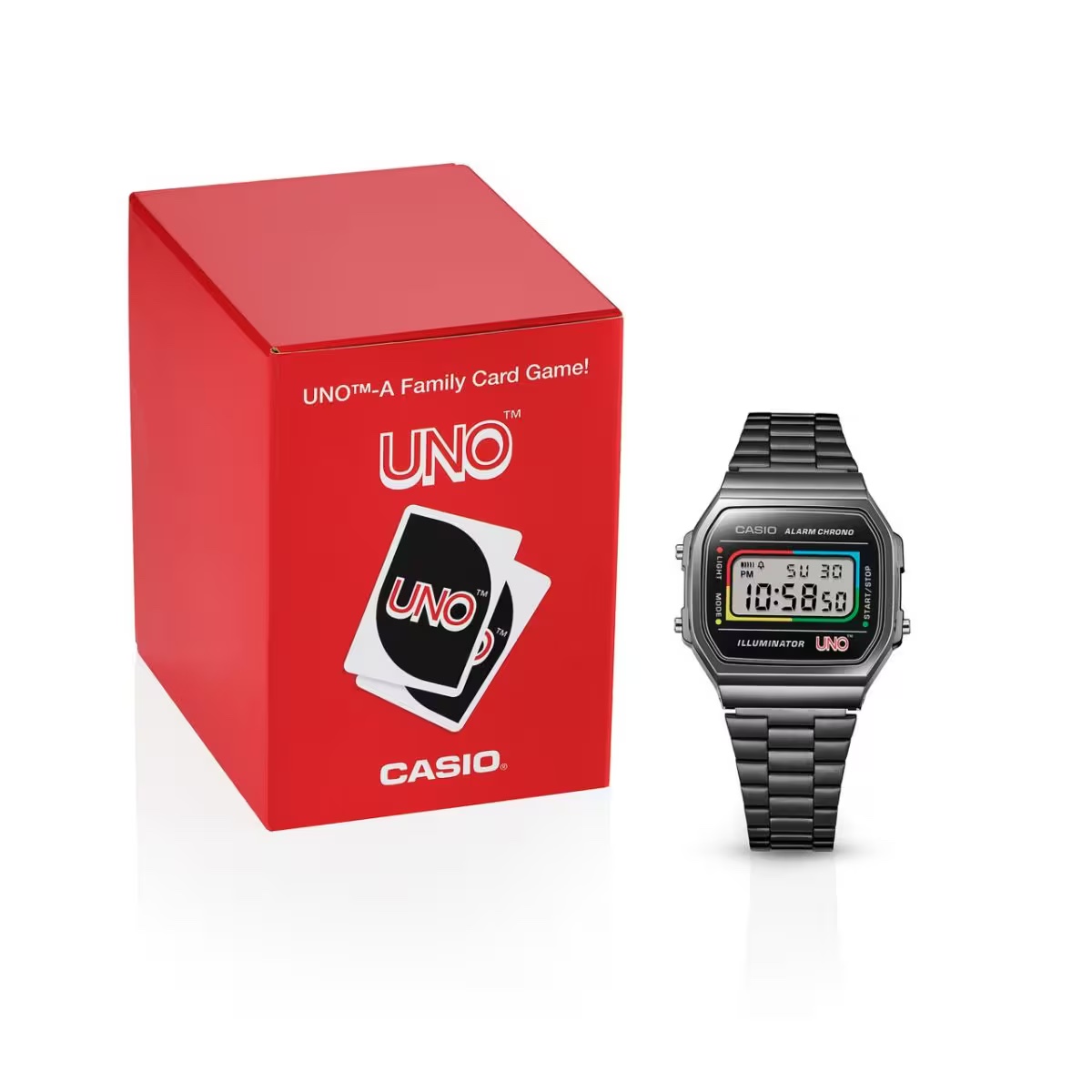 นาฬิกา คาสิโอ CASIO x UNO Card Game Vintage Limited รุ่น A168WEUC-1A ของแท้ รับประกัน1ปี