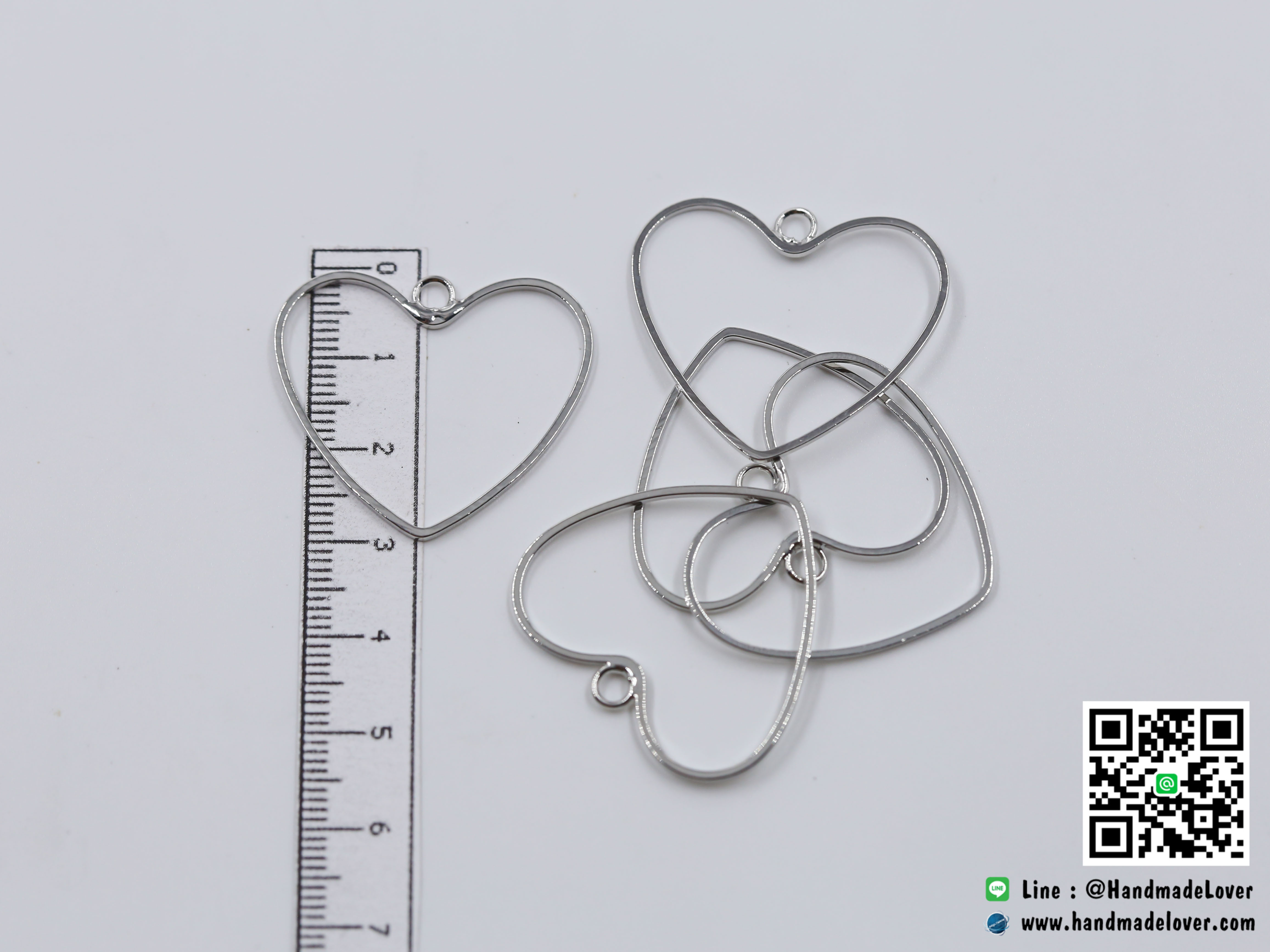 จี้โลหะ สไตล์มินิมอล ( minimal style ) รูปหัวใจ (ใหญ่) สีนิเกิล ขนาด 28*32 mm.