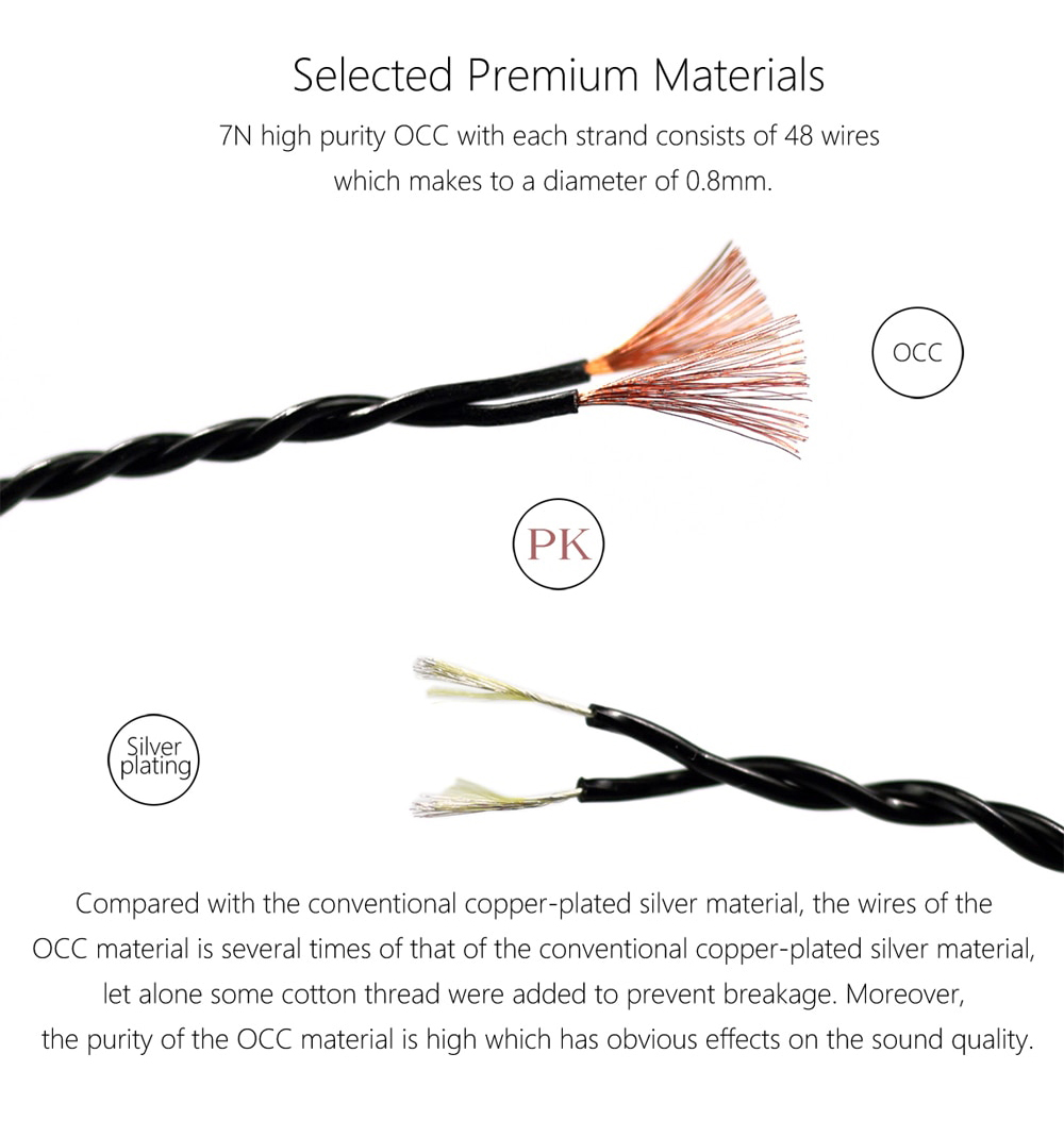 ขาย DD BC50-78a สายถัก high purity OCC ระดับ 7N รองรับหูฟังขั้ว 2 พิน 0.78