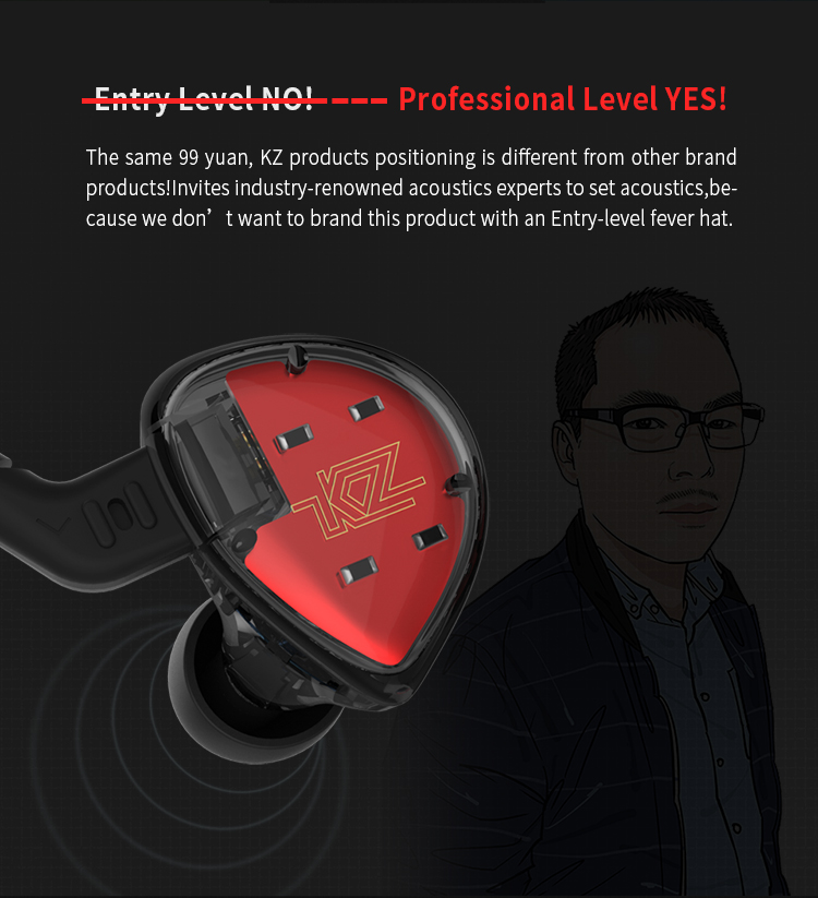 ขาย KZ ES4 หูฟัง Hybrid 2 ไดร์เวอร์ (1BA+1DD) ถอดสายได้