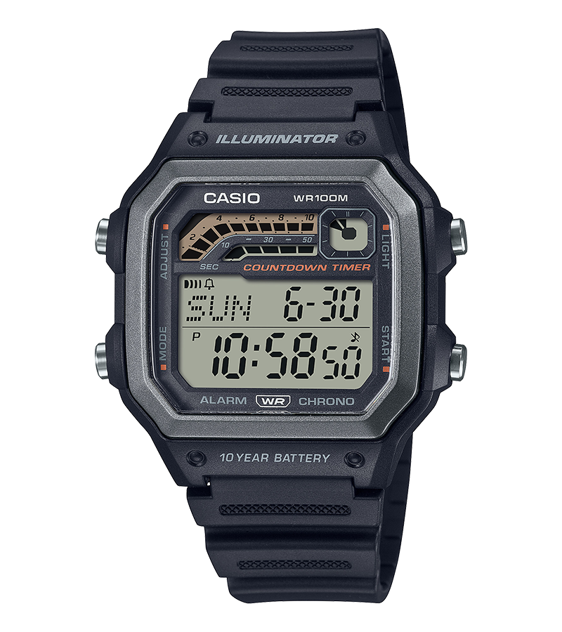 นาฬิกา Casio 10 YEAR BATTERY WS-1600H series รุ่น WS-1600H-1AV ของแท้ รับประกัน1ปี