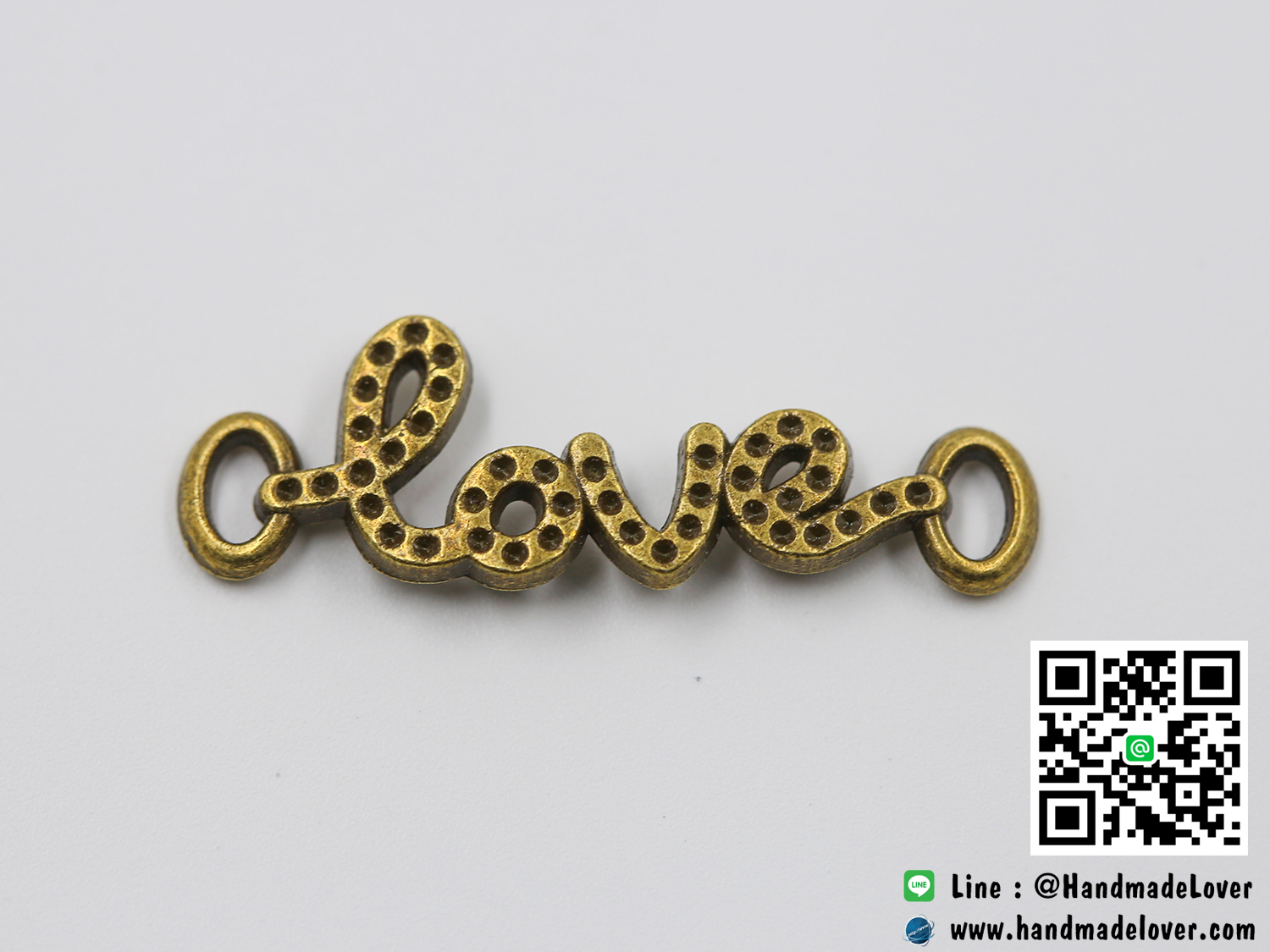 จี้โลหะ,ตัวห้อยซิป สีทองรมดำ รูป Love ขนาด 41.5 x 14.5 MM