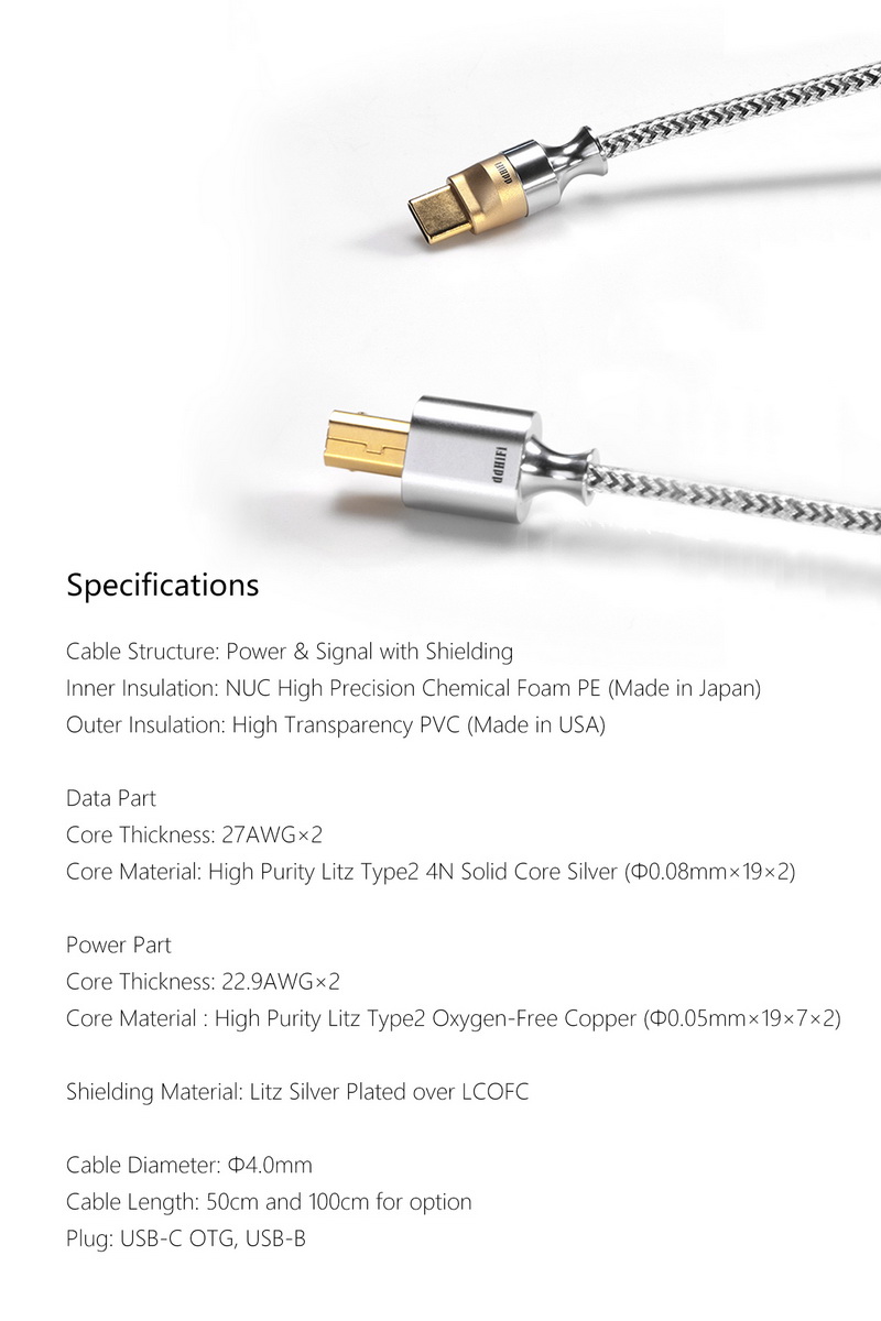 DD TC07BC สายแปลง USB-C เป็น USB-B สำหรับเครื่องเสียง