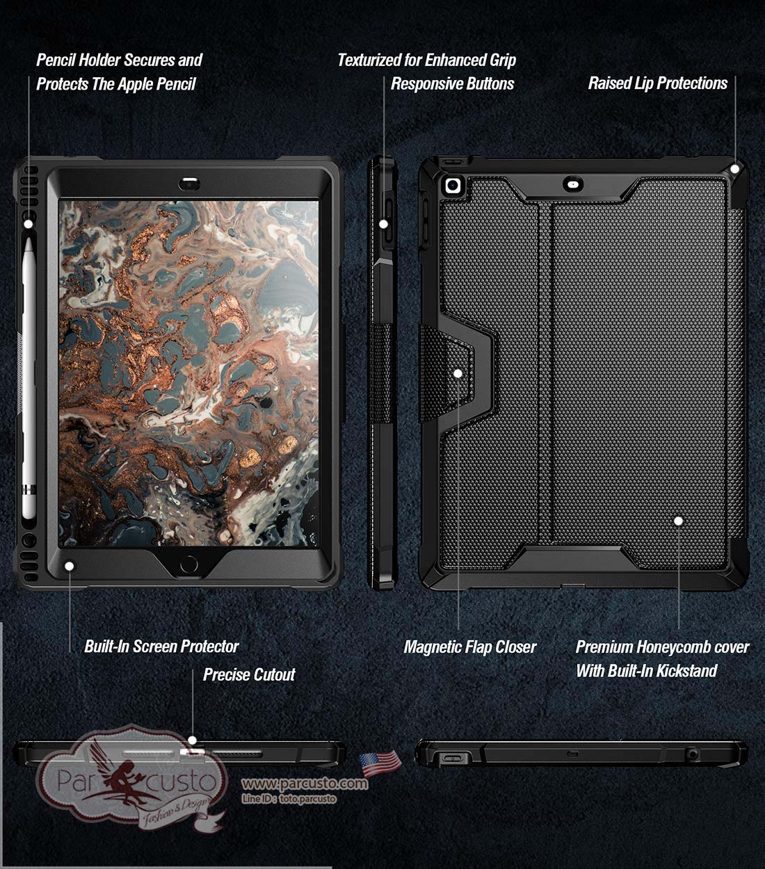 เคสกันกระแทก Apple iPad 10.2 2019 (iPad 7th) [Tough 360 Degree Stand Folio Cover ] จาก POETIC [Pre-order USA]