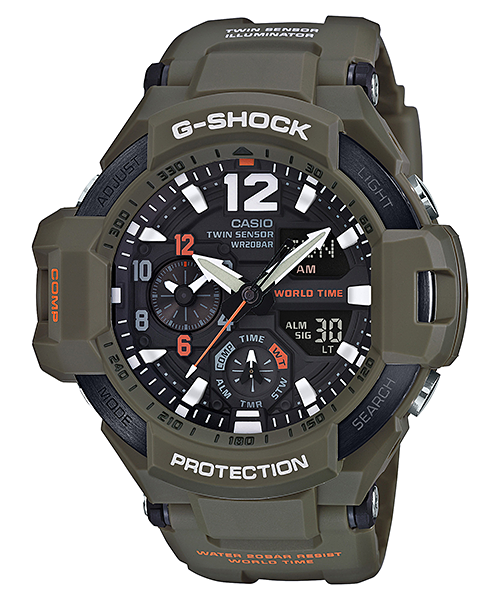 นาฬิกา Casio G-Shock นักบิน GRAVITYMASTER Master in OLIVE DRAB series รุ่น GA-1100KH-3A ของแท้ รับประกัน1ปี