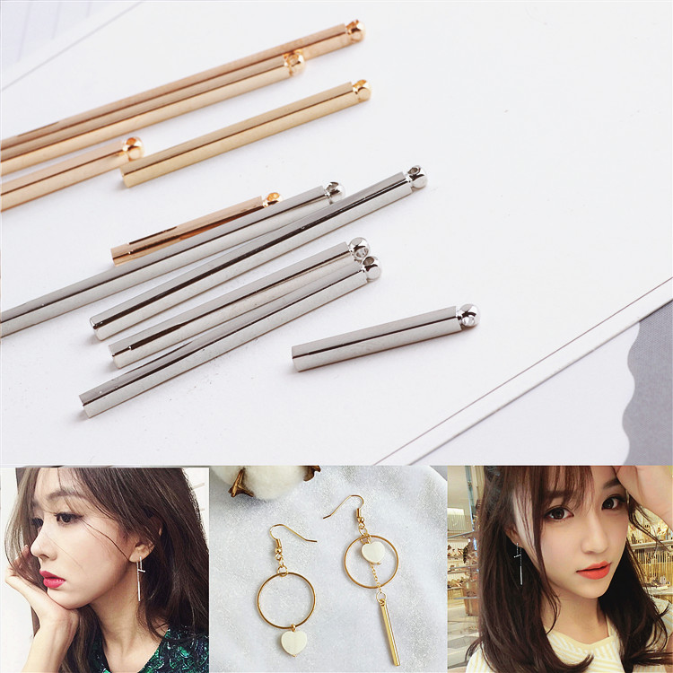 จี้โลหะ สไตล์มินิมอล ( minimal style ) แท่งสีเหลี่ยม สีนิเกิล