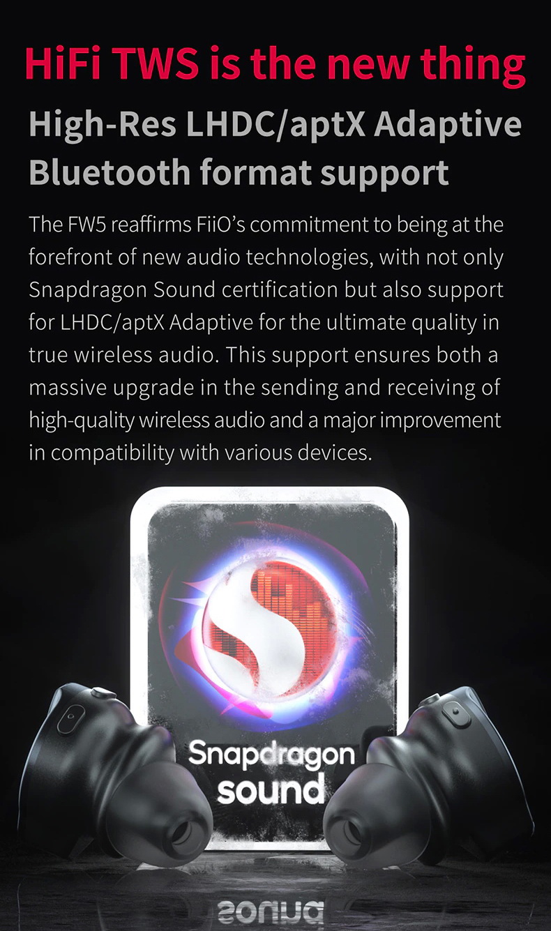 FiiO FW5 หูฟัง TWS หูฟัง 3 ไดรเวอร์ 2BA+1DD ประกันศูนย์ไทย