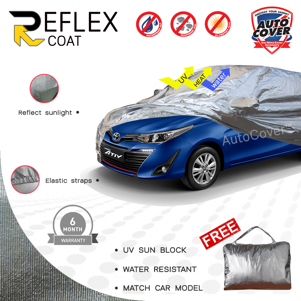 ผ้าคลุมรถเข้ารูป 100% รถ TOYOTA YARIS ATIV 4 DOOR SEDAN ปี 2018-2022 รุ่น REFLEX COAT