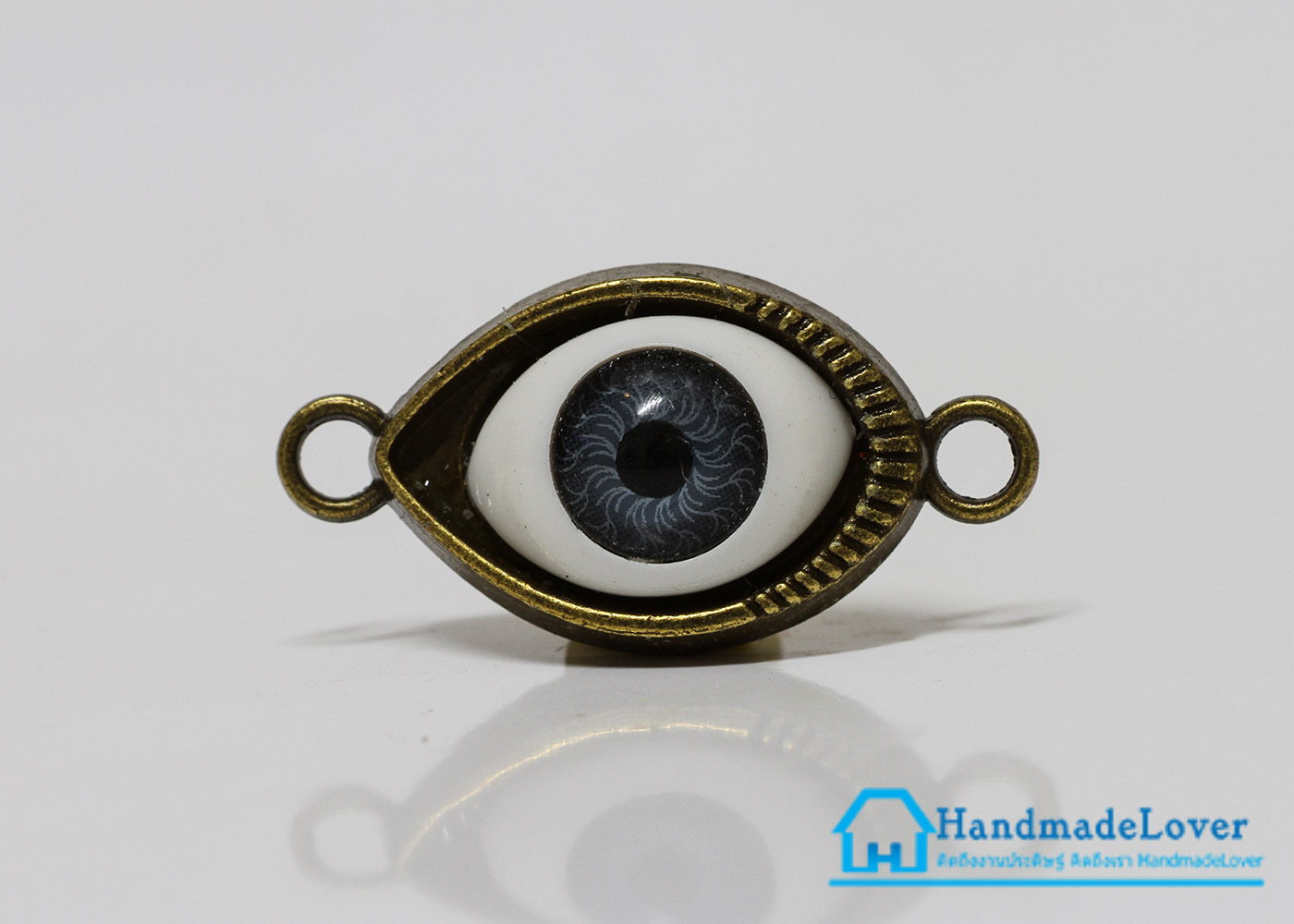 จี้โลหะ สีทองรมดำ รูปตา สีเทา (evil eye) [ใหม่]
