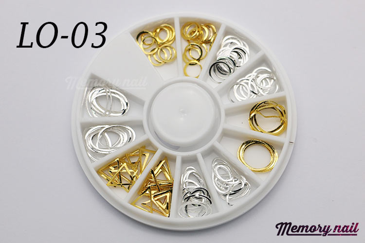 LO-03 โลหะเส้น ทรงต่างๆ สีเงิน สีทอง กล่องกลม 1กล่อง มี6แบบ