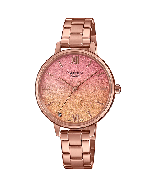 นาฬิกา คาสิโอ Casio SHEEN SAPPHIRE CRYSTAL คริสตัลแซฟไฟร์ SHE-4548 series รุ่น SHE-4548PG-4A ของแท้ รับประกัน1ปี