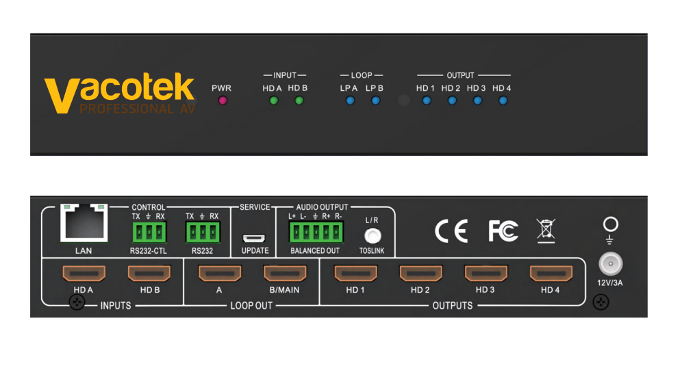 VACOTEK VM402 UHD Video Wall Controller 2x2 1x2 1x4 1x3 2x1 4x1 3x1