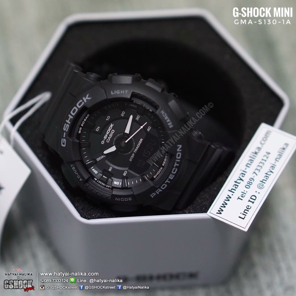 นาฬิกา Casio G-Shock มินิ S-Series GMA-S130 Step Tracker series รุ่น GMA-S130-1A (สีดำ) ของแท้ รับประกัน1ปี