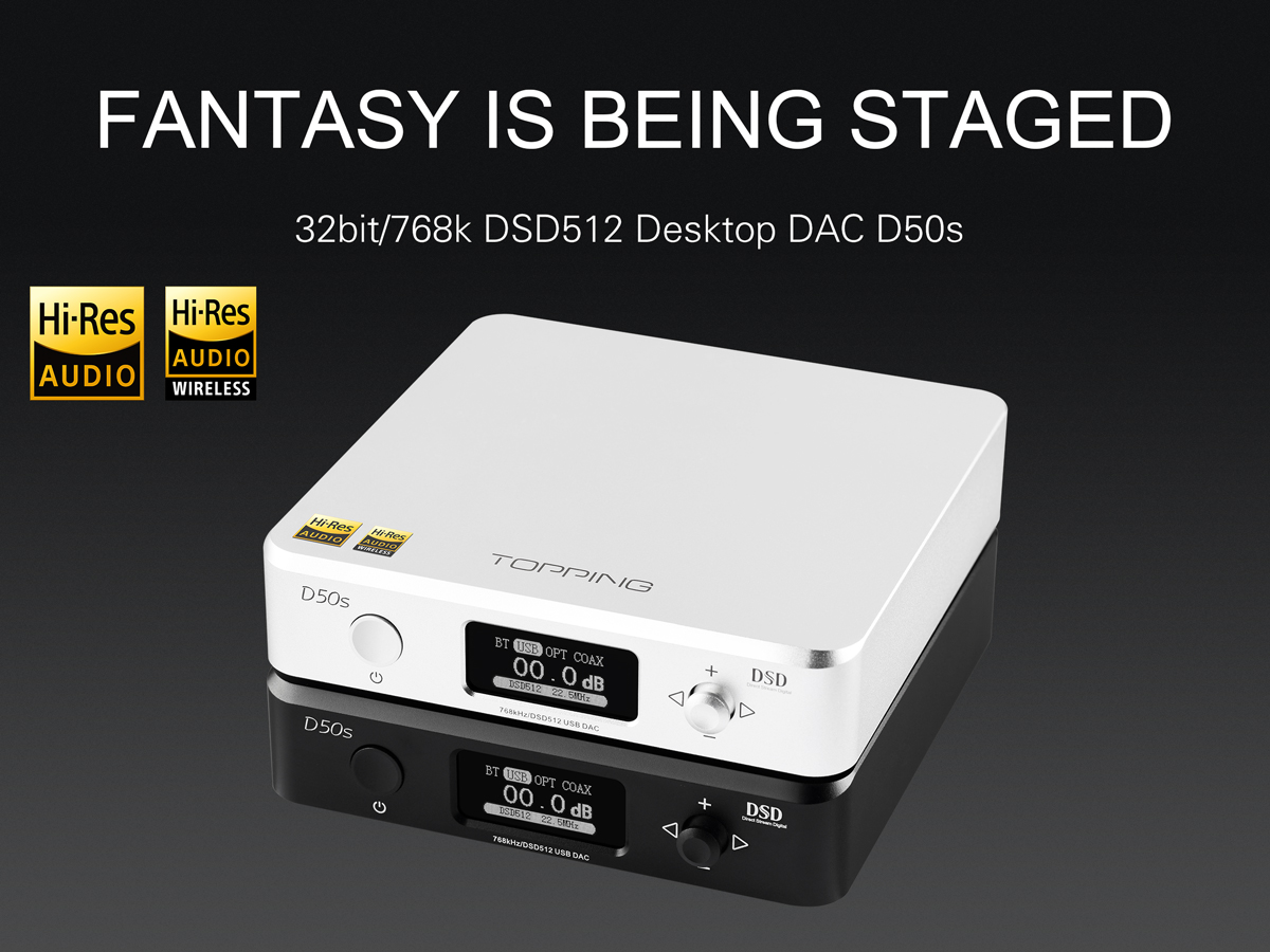 ขาย TOPPING D50s DAC ตั้งโต้ะระดับ Hi-Res รองรับ Bluetooth 5.0 , 32Bit/768kHz , DSD512 , LDAC