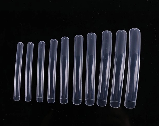 เล็บปลอม ทรงเหลี่ยม แบบยาวพิเศษ สีใส บรรจุซอง 10 ชิ้น เล็บPVC ขุ่น เต็มเล็บ