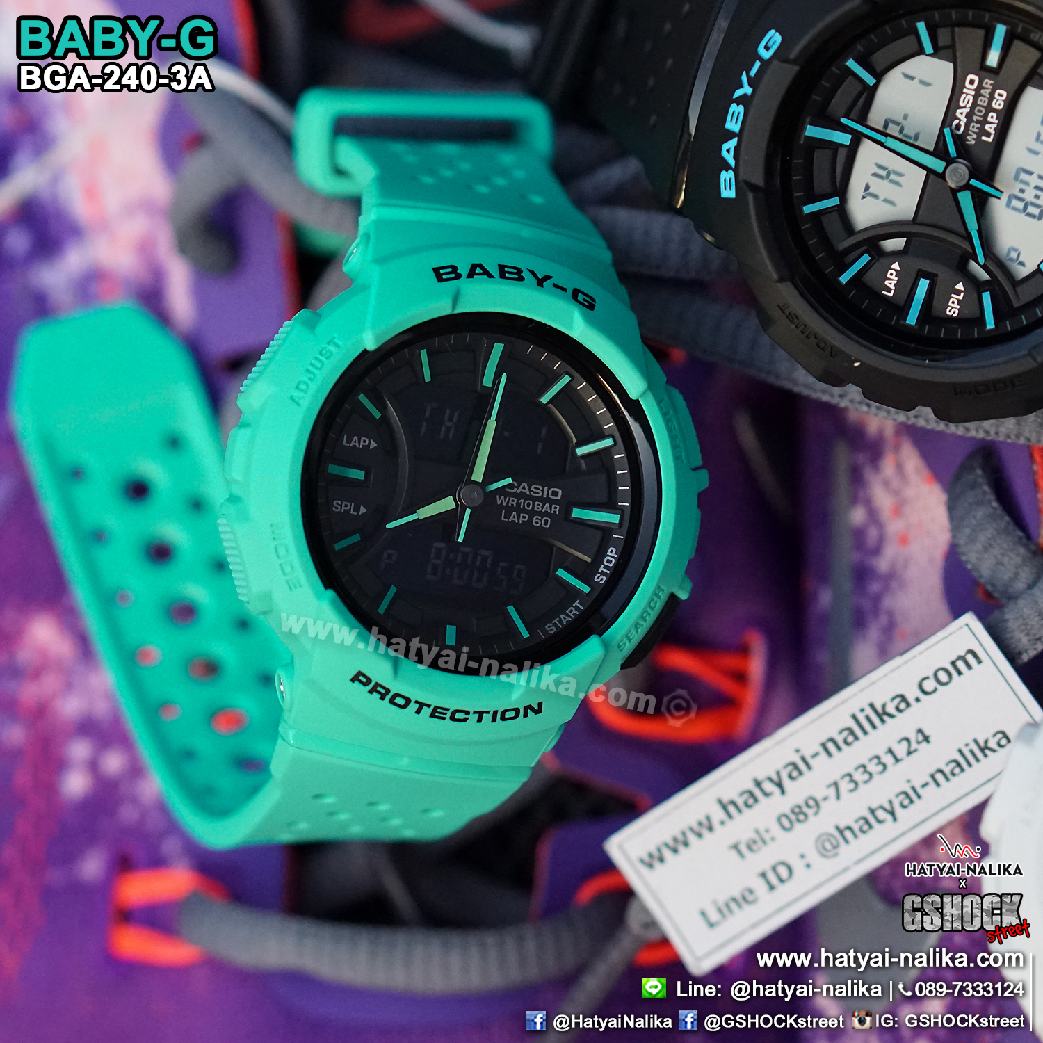 นาฬิกา Casio Baby-G for Running BGA-240 Neon Color series รุ่น BGA-240-3A ของแท้ รับประกัน1ปี