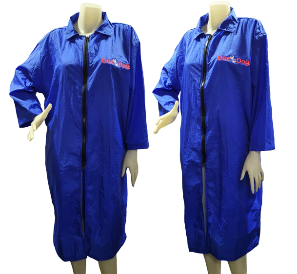 Dogtalog Groomer Apparel เสื้อคลุมผ้าร่ม เสื้อคลุมตัดขน เสื้อคลุมช่าง เสื้อคลุมกันเปื้อน สีน้ำเงิน