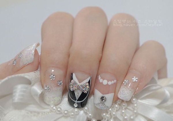 ลายเล็บ ขาว ดำ,ลายเล็บ,ลายเพ้นท์เล็บ