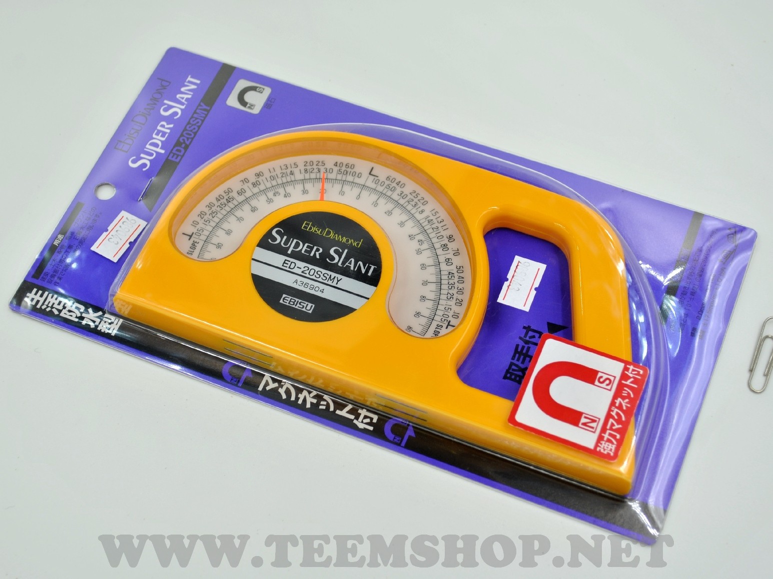 Ebisu-D ระดับน้ำแบบจานองศา มีแม่เหล็ก No.ED-20SSMY (สีเหลือง) Made in Japan