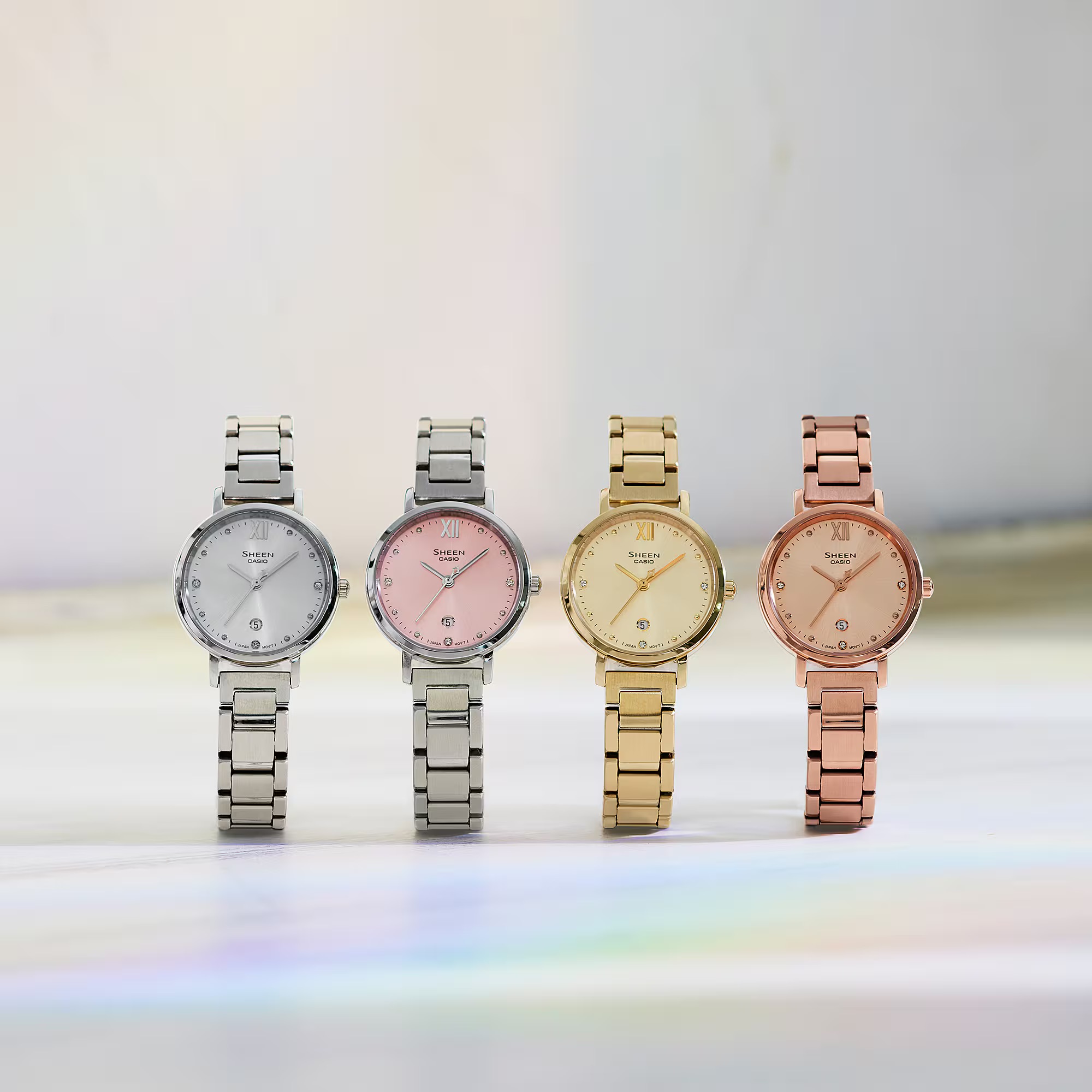 นาฬิกา คาสิโอ Casio SHEEN SAPPHIRE CRYSTAL คริสตัลแซฟไฟร์ SHE-4540 series รุ่น SHE-4540G-9A ของแท้ รับประกัน1ปี
