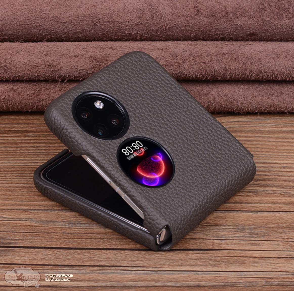 เคสหนังแท้ Huawei P50 Pocket จาก Jinhao [Pre-order]