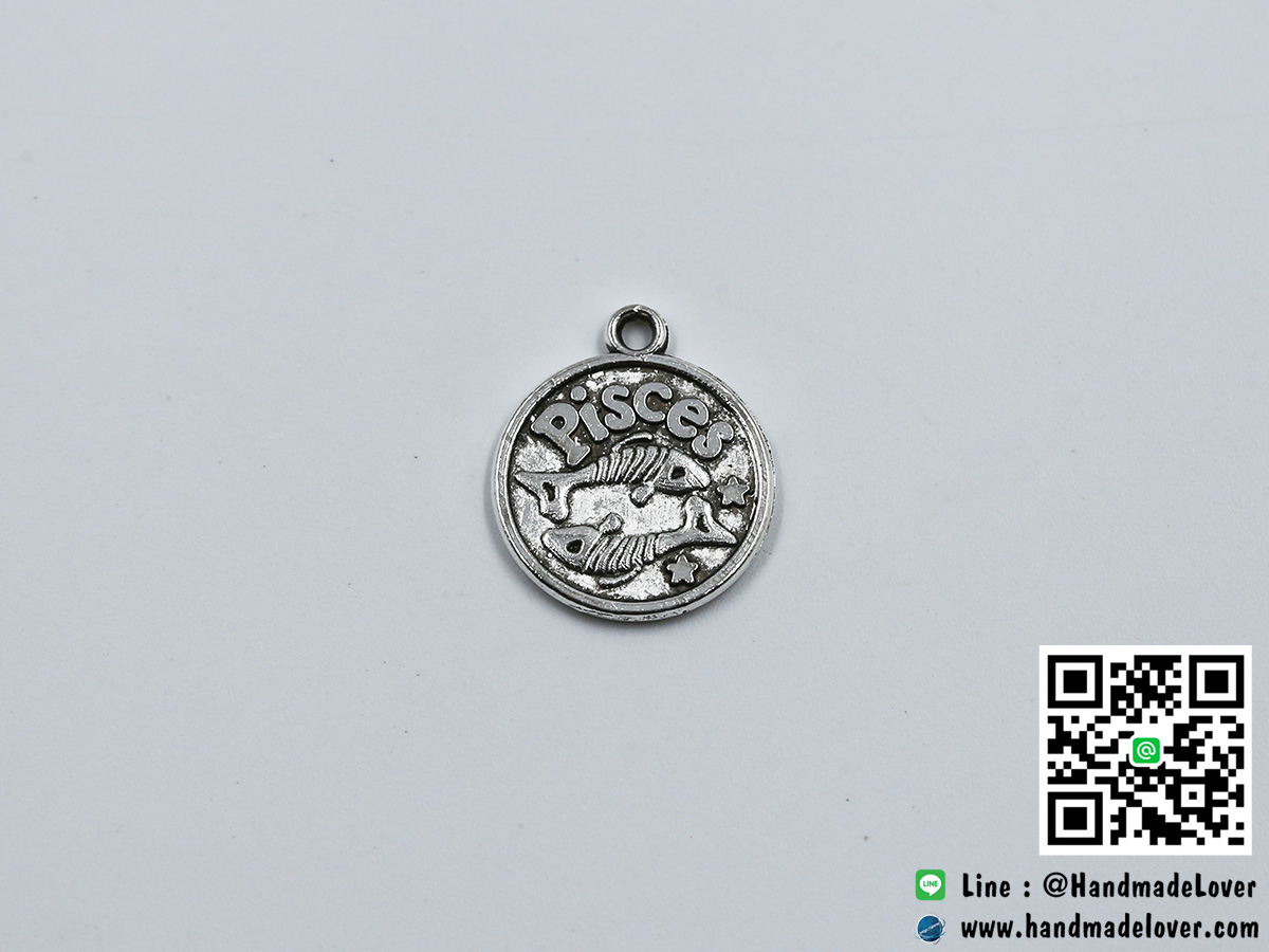 จี้โลหะ สีนิเกิล ราศีมีน (Pisces Zodiac)