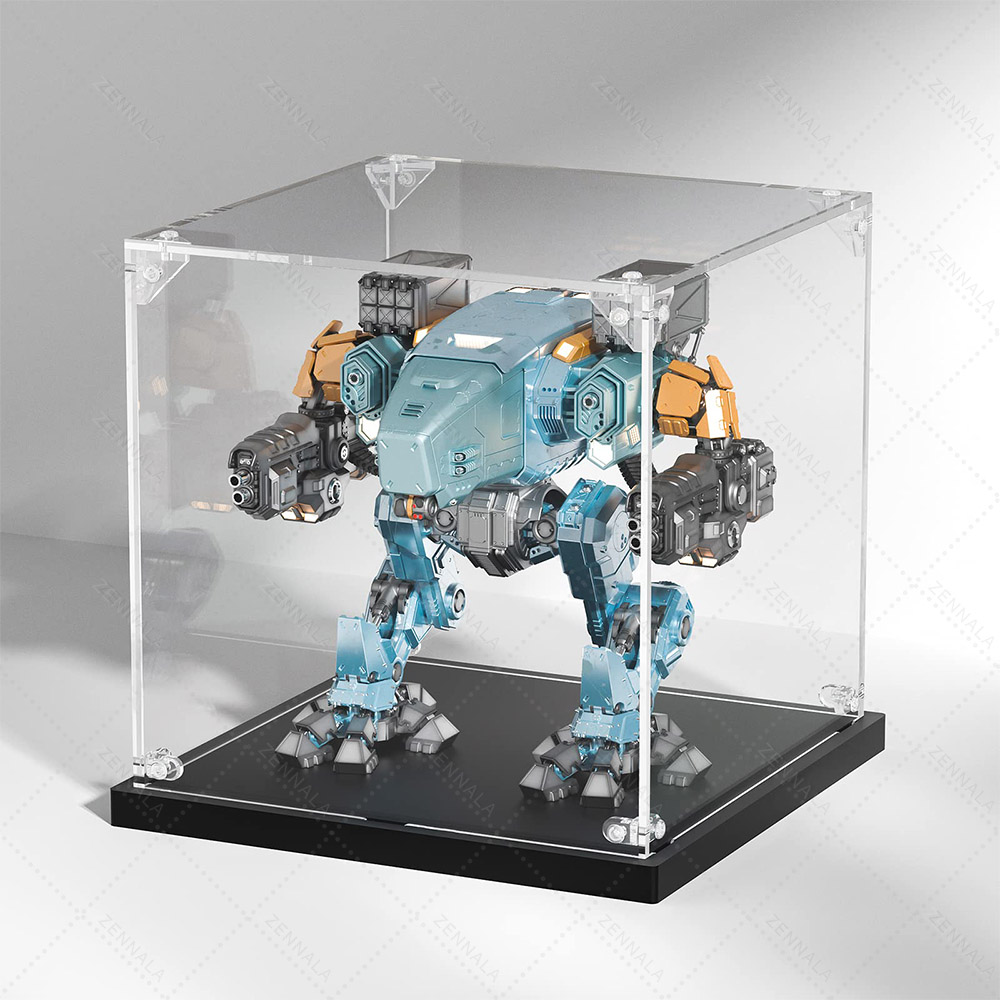 กล่องโชว์โมเดล อะคริลิคใส ฐานสีดำ แบบฝาครอบ มีให้เลือก 10 ขนาด