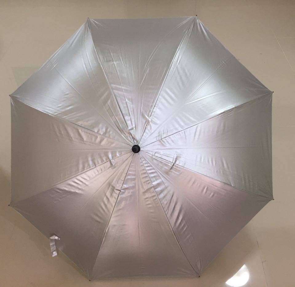 ร่มกอล์ฟ 30 นิ้ว สีเงิน ผ้าUV ออโต้เปิด โครงไฟเบอร์ ด้ามจับตรง