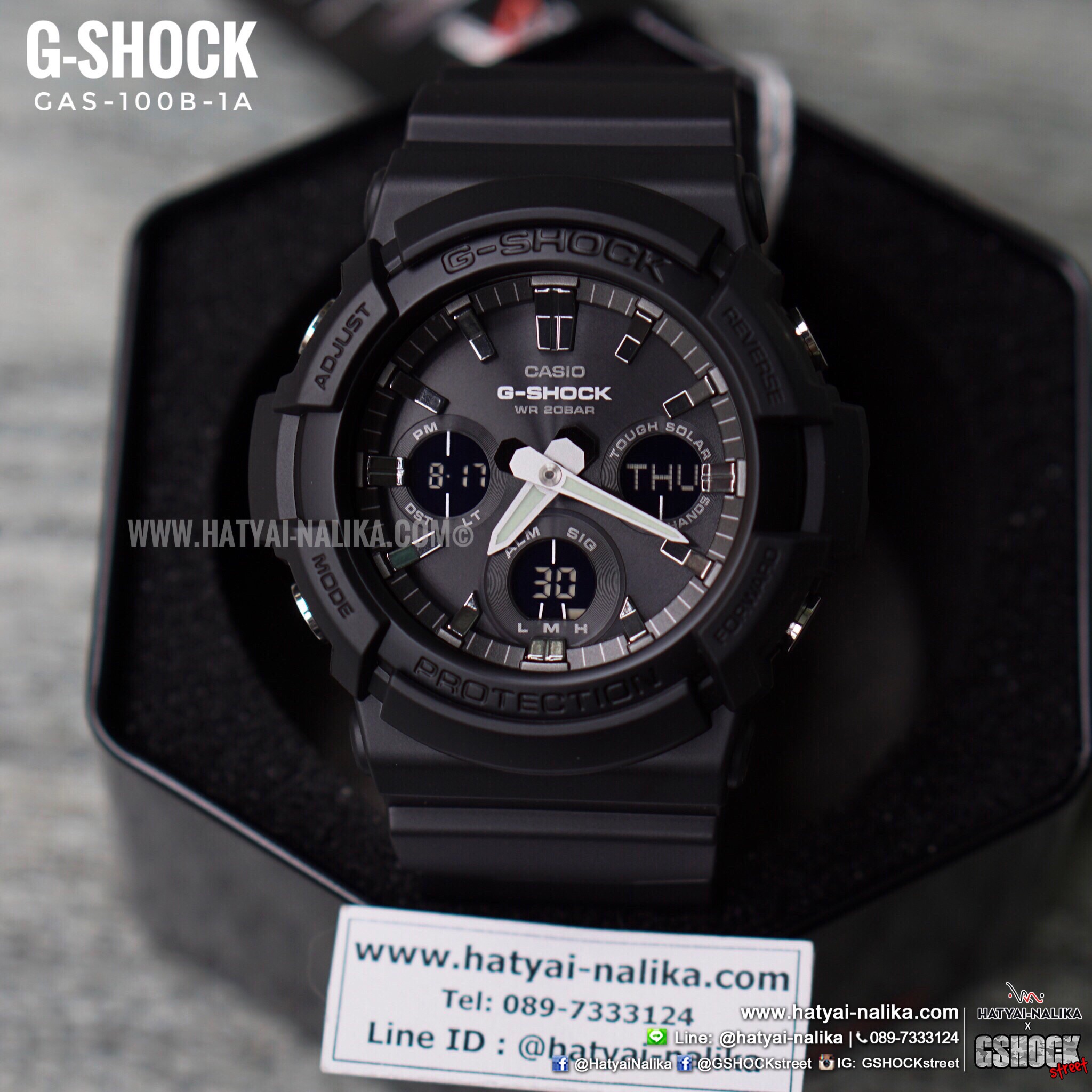 นาฬิกา Casio G-Shock Standard ANALOG-DIGITAL Tough Solar GAS-100 series รุ่น GAS-100B-1A (สีดำล้วน) ของแท้ รับประกัน1ปี
