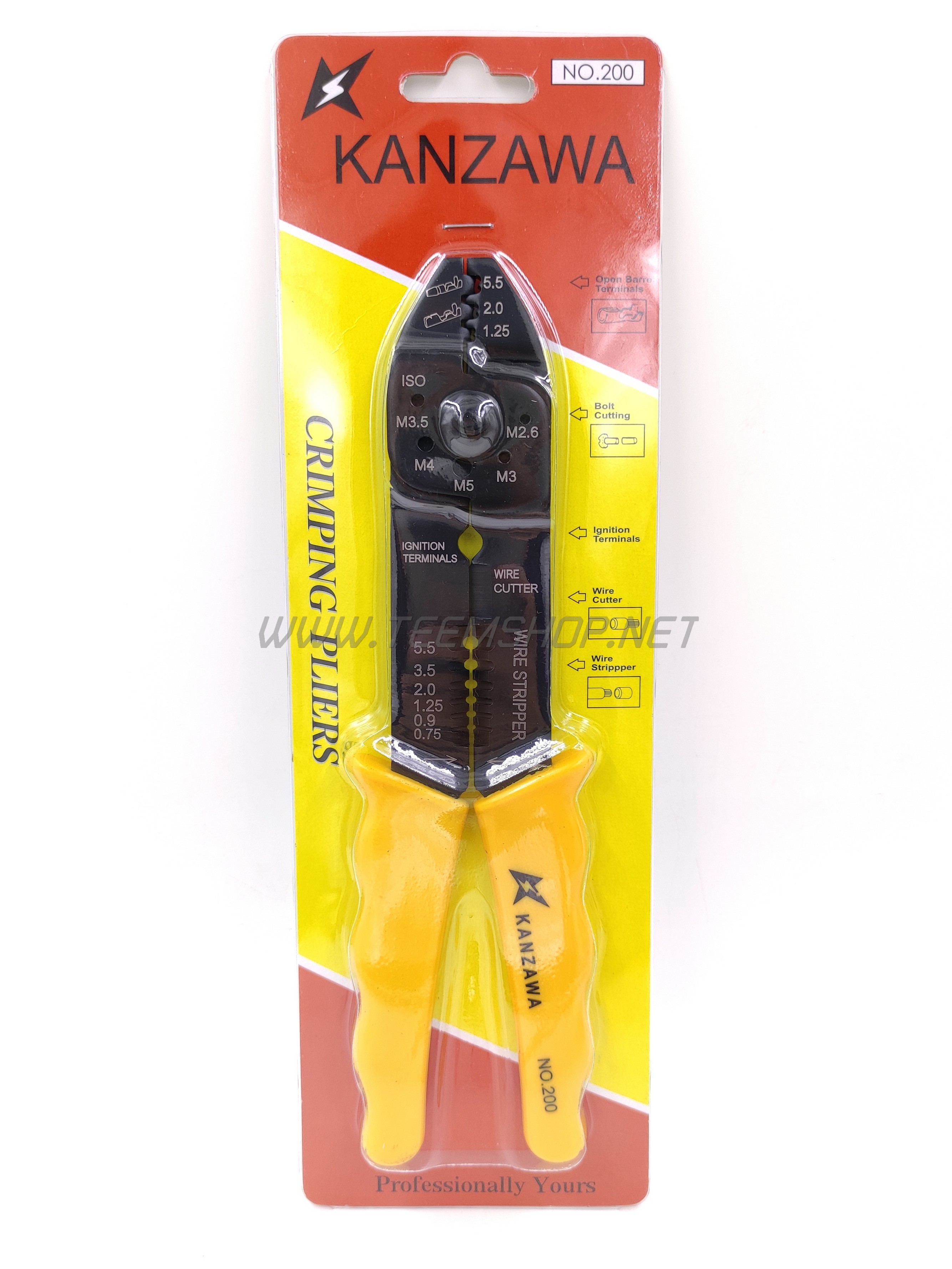 KANZAWA คีมย้ำหัวสาย NO.200 ย้ำหางปลา Made in Taiwan