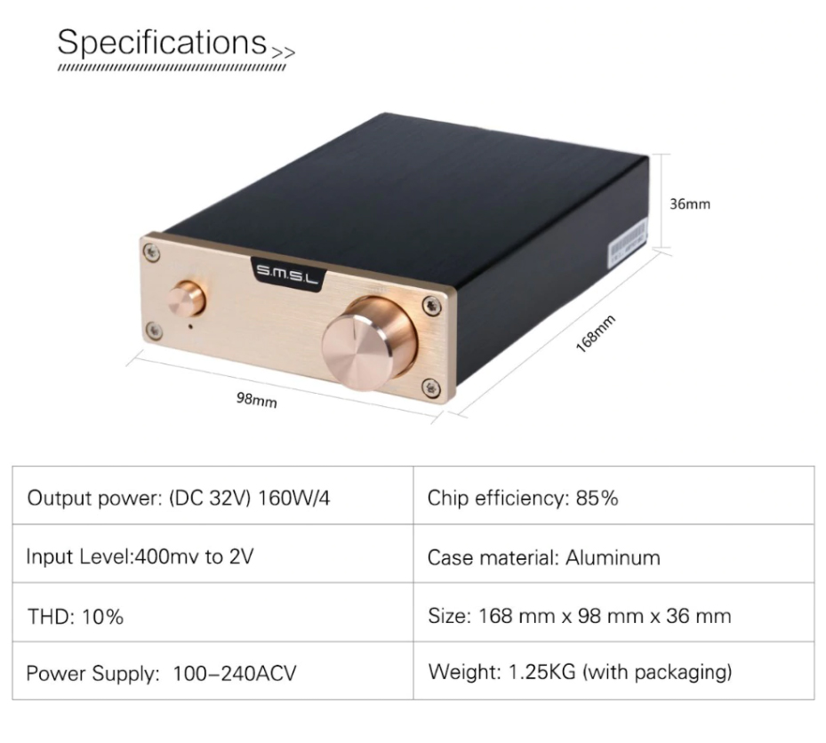 ขาย SMSL SA-98E แอมป์ตั้งโต๊ะ รองรับ Hi-Res ประกันศูนย์ไทย